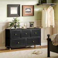 HOMCOM Faux Leather Front Chest of Drawers - Black(m-2)