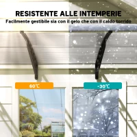 Outsunny Tettoia in Policarbonato e Alluminio per Balconi, Finestre e Porte, 303x96x27 cm, Nero e Trasparente(m-6)