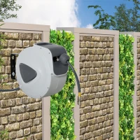 DURHAND Carrete de Manguera de Aire Comprimido Automático de 15 m Conector de 1/4'' BSP con Soporte para Pared Giratorio 180° Diámetro Interno 3/8'' (9,5x15 mm) Gris(m-10)