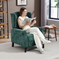 HOMCOM 150° Reclining Vintage Armchair, with footrest - Dark Green(m-2)