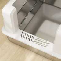 PawHut Litieră pentru Pisici Impermeabilă cu Tavă și Paletă, Alb(m-9)