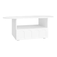 Cloud-Shaped Coffee Table with Drawer and Storage Compartments, Push-to-Open Mechanism, Easy Installation, 100L x 60W x 40.5H cm, White(m-16)