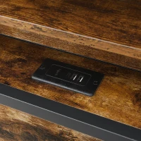 Metal Double Bed with LED Light Strip, 2 Drawers and USB Charging Ports, Sturdy Iron Frame, 207L x 135.5W x 83.5H cm, Black(m-9)