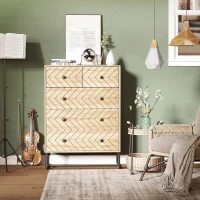 HOMCOM Cómoda com 5 Gavetas Estilo Retrô Móvel Auxiliar de Madeira para Sala de Estar Corredor 80x39,5x110 cm Madeira e Preto(m-7)