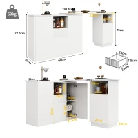 360° Swivelling Bar Table with Marble Worktop, Open Storage Compartments, Ideal for Kitchen, Living Room, 198.5L x 30W x 72.5H cm, White(m-3)