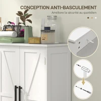 HOMCOM Meuble de salle de bain, meuble de rangement, avec 4 tiroirs, 1 placard, pour petits espaces, 81,2 x 30 x 83,8 cm, blanc(m-7)