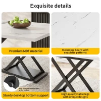 Telescopic Dining Table with Extendable MDF Top and Crossed Iron Legs, Space-Saving Design for Kitchen, 120L x 80W x 75H cm, White+Black(m-5)