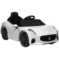 AIYAPLAY Carro Elétrico para Crianças Maserati Gran Turismo Folgore 12V Controlo Remoto Faróis Buzina e Música MP3 98x59x43 cm Branco(m-11)
