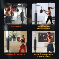 HOMCOM Punching Ball de Boxe com Altura Ajustável com 2 Bolas de Velocidade Barra Giratória 360° e Base Preenchida 88x50x160-230cm Preto(m-7)