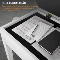 HOMCOM Banco de Piano com Espaço de Armazenamento e Altura Ajustável Carga 200 kg 54,5x33x48-58 cm Branco(m-5)