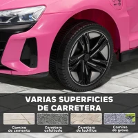 HOMCOM Coche Eléctrico para Niños de +3 Años AUDI RS e-tron GT Coche de Batería con Mando a Distancia 103x58x41 cm Rosa(m-8)