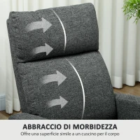 HOMCOM Poltrona Moderna con Reclinazione Manuale 145° max Rivestita in Ciniglia Grigia, 69x91x101 cm(m-8)