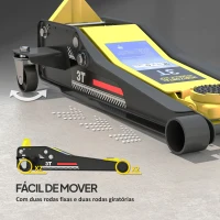 HOMCOM Macaco Hidráulico para Carro Altura de Elevação 7,5-50,5 cm com Bomba de Pistão Duplo para Reparação e Troca de Pneus Amarelo(m-8)