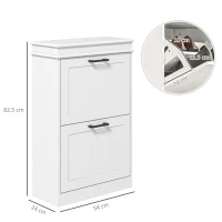 HOMCOM Scarpiera Moderna con 2 Cassetti Ribaltabili per 10 Paia di Scarpe e Ripiano Regolabile, 54x24x82.5cm, Bianco(m-3)