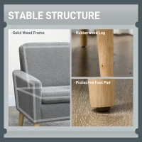 HOMCOM Armchair, Upholstered Accent Chair with Wood Legs and Wide Padded Seat, Teddy Occasional Chair, Grey(m-5)