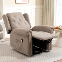 HOMCOM Poltrona Relax Reclinável Elétrica Poltrona Elevatória com Encosto Alto Capitonê Controlo Remoto 85x91x103 cm Marrom Claro(m-2)