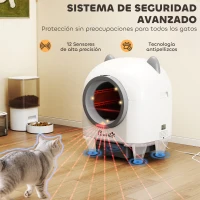 PawHut Arenero Gatos Autolimpiable 80L Eliminación de Olores Control de APP Protección de Seguridad 1 Rollo de Bolsas de Basura(m-4)