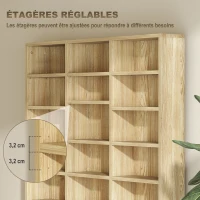 HOMCOM Rangements pour CD et DVD, étagère rangement 1116 CD/528 DVD, 36 compartiments et étagères réglables, chêne(m-5)