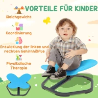 AIYAPLAY Sensorische Draaistoel voor Kinderen, Vlindervorm, bevordert Balans en Coördinatie, Kunststof, Metaal, Blauw(m-4)