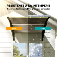 Outsunny Marquesina Exterior para Puertas y Ventanas 103x96,5x27 cm Tejadillo de Protección contra Sol y Lluvia con Soporte Aleación de Aluminio Policarbonato Marrón Translúcido(m-6)