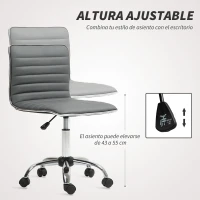 HOMCOM Silla de Escritorio sin Brazos Giratoria con Altura Ajustable Silla para Estudio Tapizada en PU Carga 120 kg Gris Oscuro(m-4)