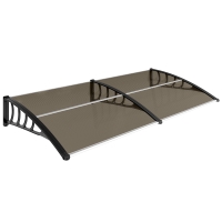 Outsunny Marquesinas Exterior para Puertas y Ventanas 200x96 cm con Soporte de Aleación de Aluminio PP Policarbonato Marrón