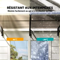 Outsunny Auvent de porte toit marquise en polycarbonate auvent de porte d'entrée bord en aluminium contre la pluie et UV(m-6)