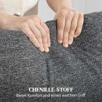 HOMCOM 3-Sitzer-Sofa, individuell verstellbare Rückenlehnen, Fußstütze, Stoffbezug, Metall, Grau(m-5)