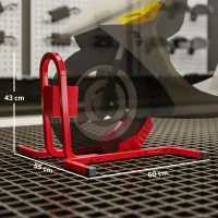 HOMCOM Metal Motorcycle Motorbike Wheel Chock Locking Stand System 17", 19", 21"/43, 48, 51 cm Front Wheels Steel Adjustable Fixing Tyre Holder Support(m-3)