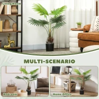 HOMCOM 94cm Artificial Palm Tree, Decorative Artificial Plant with Lifelike PEVA Leaves and Coconut Coir, Fake Tree with Plastic Pot and Flocking for Home Office Decor, Green(m-5)