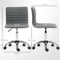 HOMCOM Sedia da Ufficio Ergonomica in Pelle PU con Altezza Regolabile, Seduta Girevole e Ruote, Grigio Scuro(m-3)