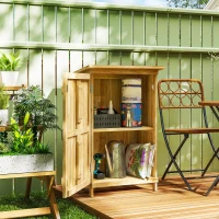 Outsunny Armário de Jardim em Madeira 63,5x40x90 cm Armário de Exterior para Armazenamento de Ferramentas com 2 Prateleiras Madeira(m-2)