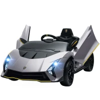 AIYAPLAY Carro Elétrico para Crianças Lamborghini 12V Controlo Remoto Faróis Buzina Arranque Lento e Música MP3 114,5x64x45,5 cm Cinza(m-10)