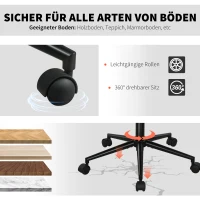 HOMCOM Drehbarer Bürostuhl mit Rollen, Schreibtischstuhl, Fleece-Stoff, Schaumstoff, höhenverstellbar, Homeoffice, Cremeweiß(m-5)