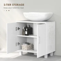 HOMCOM Bathroom Under Sink Cabinet for Basin without or with Pedestal - High Gloss White(m-5)