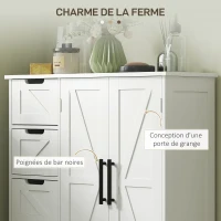 HOMCOM Meuble de salle de bain, meuble de rangement, avec 4 tiroirs, 1 placard, pour petits espaces, 81,2 x 30 x 83,8 cm, blanc(m-6)