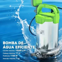 Outsunny Bomba Submersível de Águas Residuais 1100W com Capacidade de 18000 l/h e Interruptor de Flutuador 16x15x40 cm Prata(m-4)