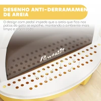 PawHut Caixa de Areia para Gatos Fechada com Tampa e Bandeja Amovíveis Filtro de Carvão e Pá 40,5x52x39 cm Branco e Amarelo(m-6)