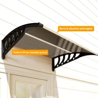 Outsunny Tettoia da Esterno in Policarbonato per Porte e Finestre con Kit Montaggio 103x96.5x27cm - Marrone(m-8)