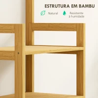 HOMCOM Estante de Casa de Banho em Bambu com Espelho Estante de Arrumação com 2 Gavetas de Tecido 48,5x30x170 cm Madeira(m-6)