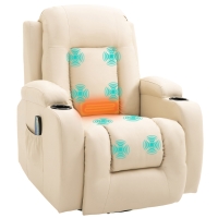HOMCOM Fauteuil Massage Chauffant Pivotant Télécommande