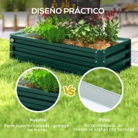 Outsunny Jardinera Elevada Rectangular de Acero Galvanizado para Cultivar Plantas Flores Hierba 120x60x30,5 cm Verde(m-7)