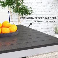 Outsunny Mesa de Comedor de Jardín para 4-6 Personas con Superficie de Listones Estructura de Aluminio y Acero 120x90x72 cm Negro(m-4)