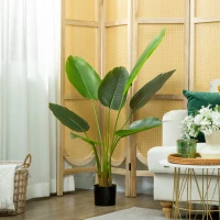 HOMCOM Plante artificielle intérieure 109 cm, arbre artificiel avec pot en plastique et terreau floqué, vert(m-9)