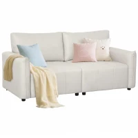 HOMCOM Canapé 3 places, accoudoirs et dossier rembourrés, canapé en tissu aspect lin crème(m-10)