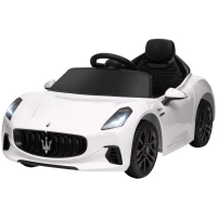 AIYAPLAY Macchina per Bambini 12V Maserati Gran Turismo Folgore con Telecomando, Età 3-5 Anni, Bianco(m-1)