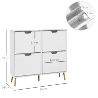 HOMCOM Shoe Storage Cabinet, 4 Flip Drawers, Shoe Organizer for 8-16 Pairs of Shoes, White(m-3)