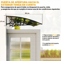 Outsunny Marquesinas Exterior para Puertas y Ventanas 200x96 cm con Soporte de Aleación de Aluminio PP Policarbonato Marrón(m-7)