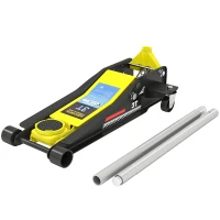 HOMCOM Macaco Hidráulico para Carro Altura de Elevação 7,5-50,5 cm com Bomba de Pistão Duplo para Reparação e Troca de Pneus Amarelo(m-11)