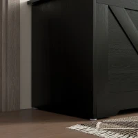 HOMCOM 100L Home Storage Box, with Safety Hinges - Black Wood-Effect(m-9)